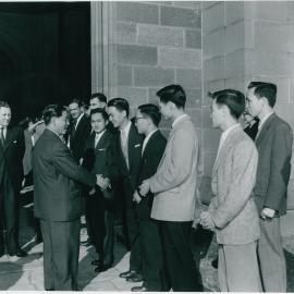 President Ngo Dinh Diem of South Vietnam Greeting Students