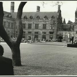 Sir Hermann Black Addressing the Audience at the Inauguration of the Rebuilt Carillon in the Quad