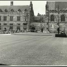 Sir Hermann Black Addressing the Audience at the Inauguration of the Rebuilt Carillon in the Quad