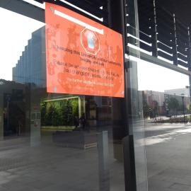 Access Sign on the Administration Building