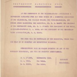 Notice for the Creation of the University Patriotic Fund