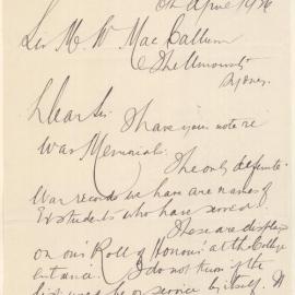 Letter from St Joseph's College to Mungo William MacCallum