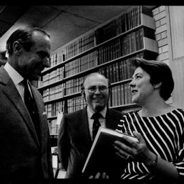 Sir Laurence Street with Authors Patrick O'Keefe and Dr Lyndel Prott