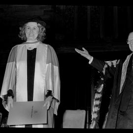 Dame Joan Sutherland Receiving Honorary Doctorate of Music from Chancellor Sir Hermann Black