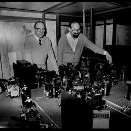 Dr John Davis and Dr William Tango with Prototype of Interferometer