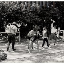 Sydney University Dramatic Society (SUDS) Rehearsal in Hyde Park for 'The Lord Mayor's Jesters'