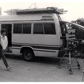 Camerman Russell Workman with the Television Service Colour Van