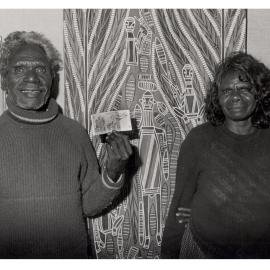 Artists in Residence, David Malangi and Margaret Gindjimirri, at the University's Art Workshop