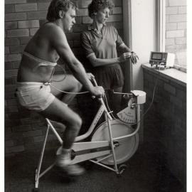 Donna Falkner Conducting an Aerobic Fitness Test on Andrew Wyatt