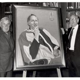 Emeritus Professor Michael Taylor with His Portrait and Artist Frank Hodgkinson