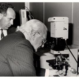 Chancellor Sir Hermann Black and Dr CRE Holman at Research Laboratory Opening