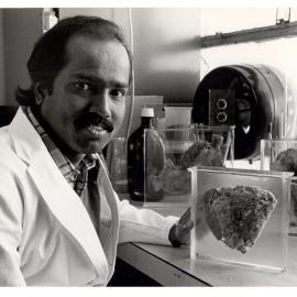 A Dias, Colombo Plan Fellow from Sri Lanka in the Pathology Museum