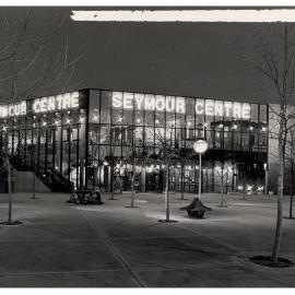 Exterior of the Seymour Centre Lit Up at Night