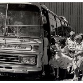 Boarding the Orientation Week University Bus