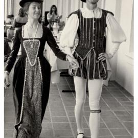 2 Students in Elizabethan Costume at Orientation Week 1979
