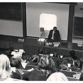 Careers Week 1974, Michael Scanes Speaking to Group in Lecture Theatre