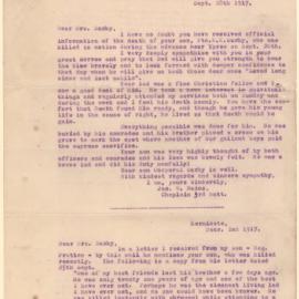 Condolence Letters to Mr and Mrs Saxby