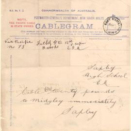 Telegrams from Ken Saxby