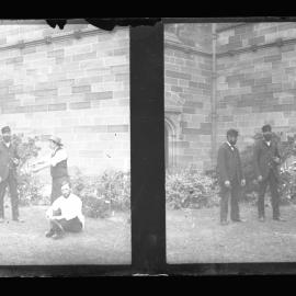 Four Men Including Edward Hufton in Inner Northern Corner of Main Building