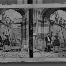 University Architect Edmund Thomas Blacket and Daughter Edith Outside the Great Hall During Construction