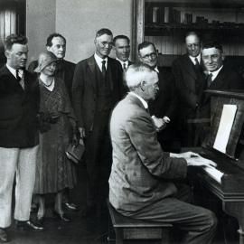 Professor Charles Fawsitt Demonstrating the Ivory Keyboard of the Carillon