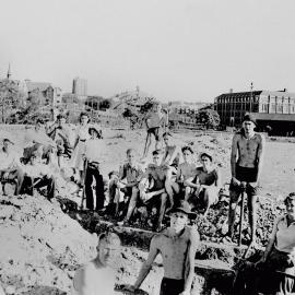 Air Raid Precaution Trenches Being Dug on Tennis Courts Next to Sydney Teachers College (STC)