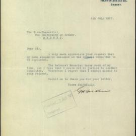 Correspondence Rejecting Invitations to the General Committee of the Anniversary Appeal