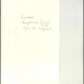 Luncheon Acceptances to the Vice-Chancellor's Lunch